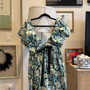 Agua Bendita Green and Yellow Floral Garment